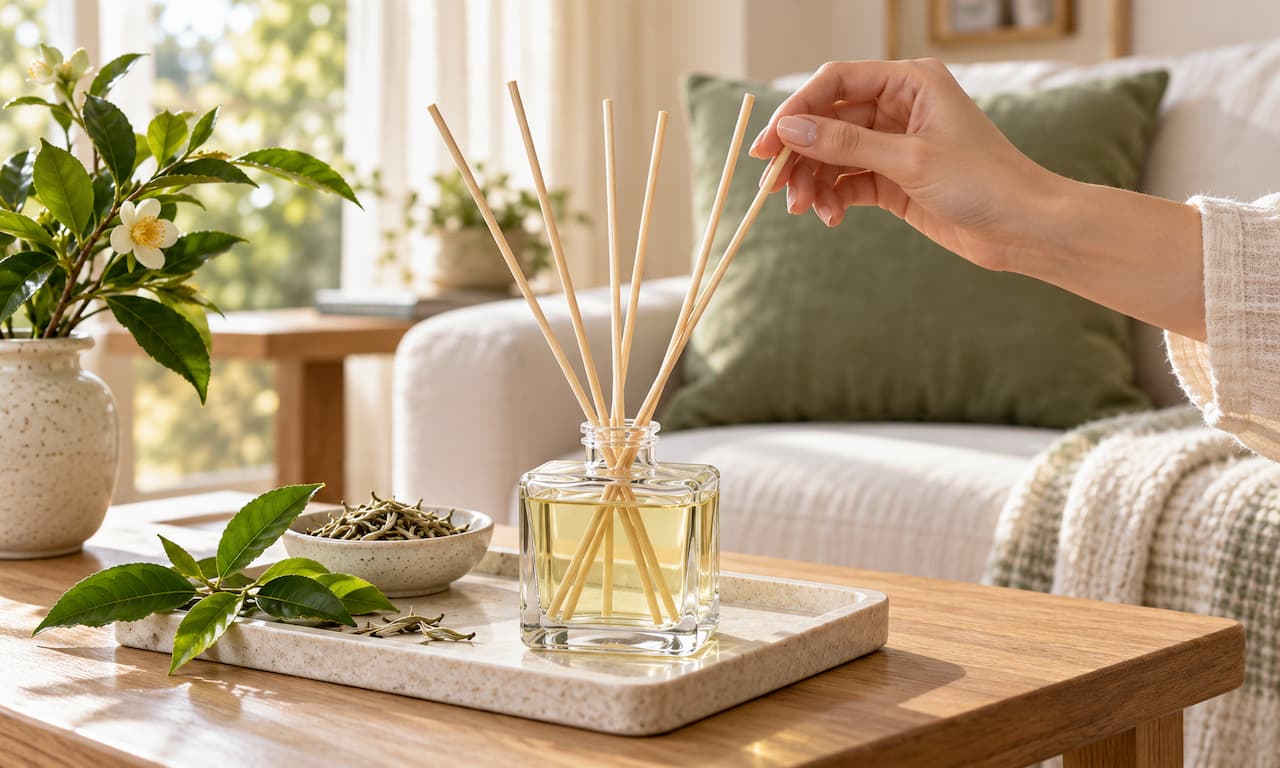 Lọ khuếch tán que là một cách tạo hương cho phòng khách, góc làm việc hoặc khu vực tiếp khách