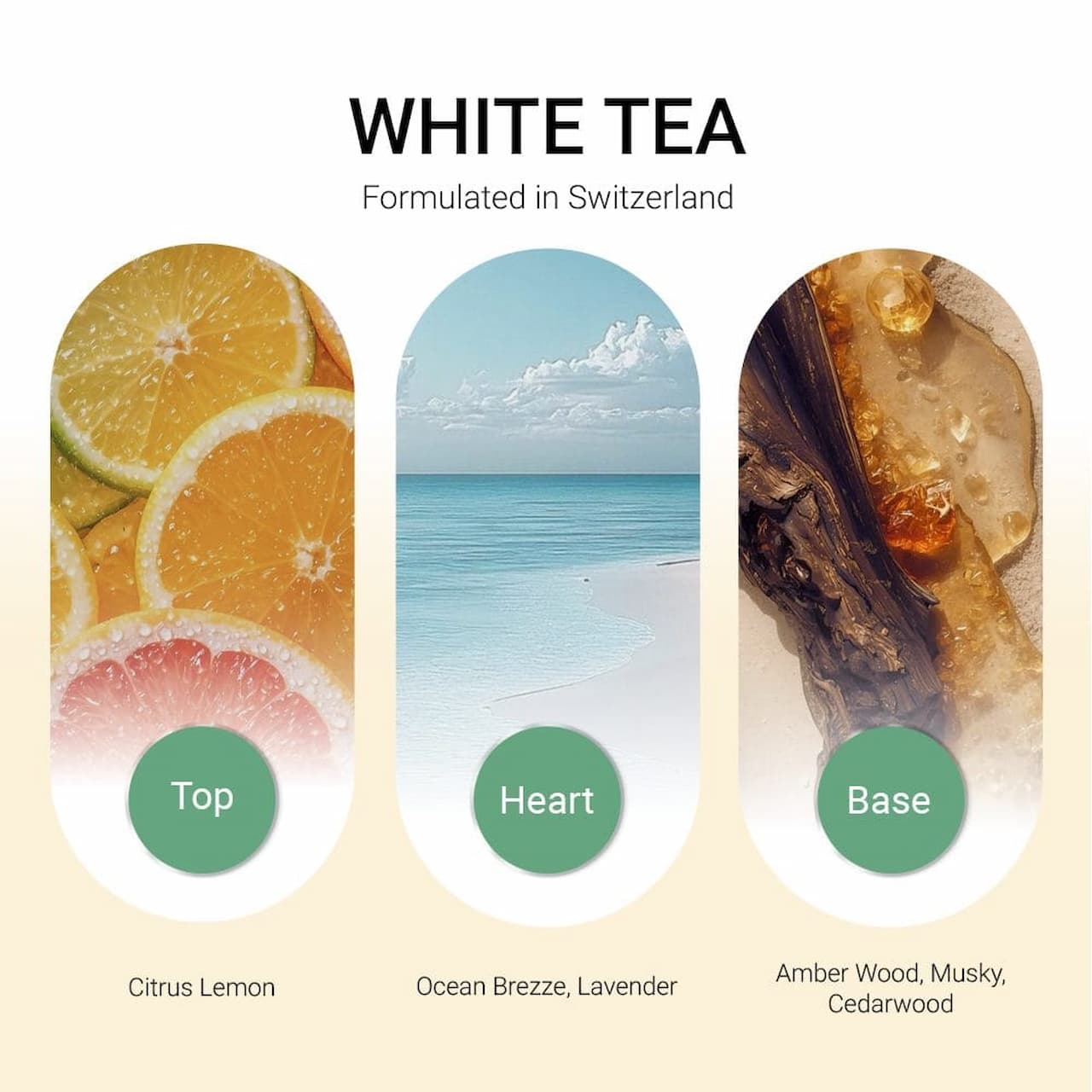 Tinh dầu nước hoa White Tea của Jalin mang đến ba tầng hương độc đáo